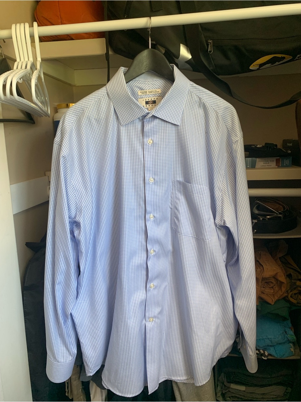 Joseph Abboud Egyptian Cotton Light Blue Micro-Check Dress Shirt